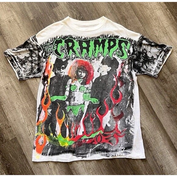 Vintage 90’s Cramps Shirt AOP Featuring Poison Ivy and Also Seen On Lady Gaga - Picture 1 of 11